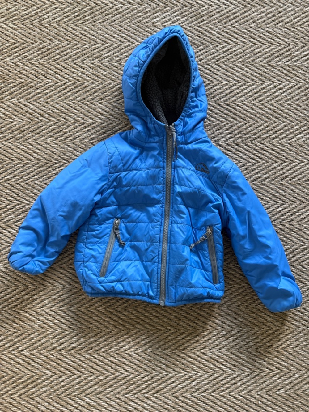 L.L. Bean Reversible Kids Blue Hooded Puffer Jacket